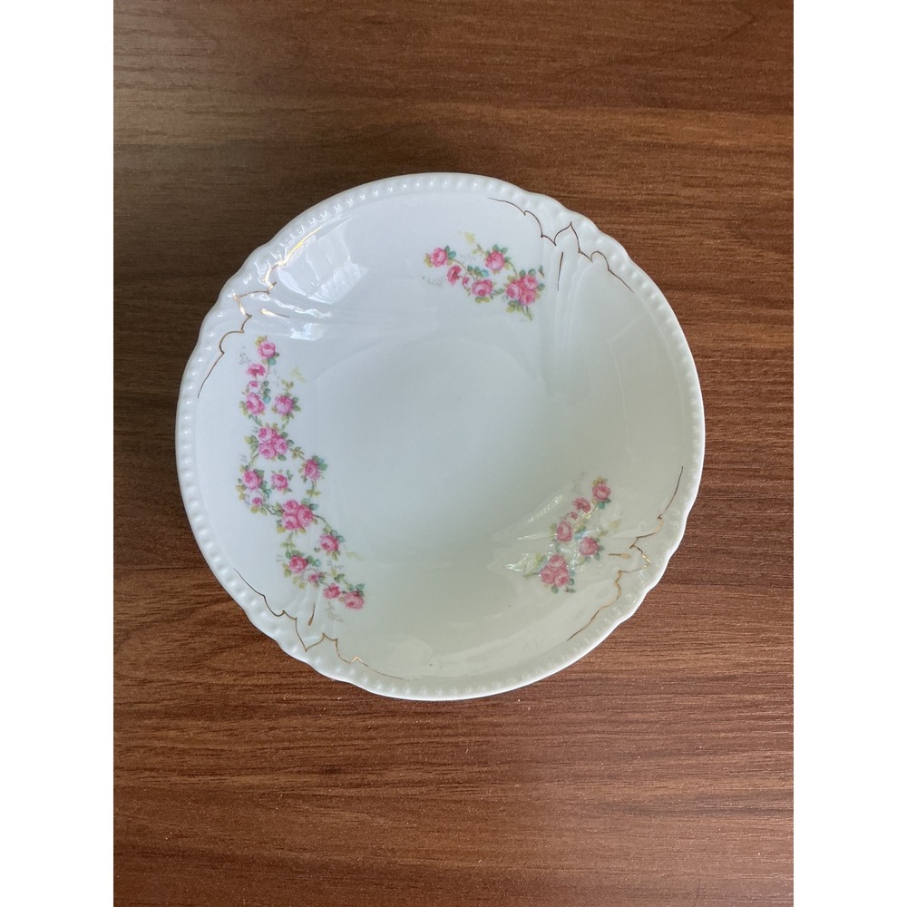 Vintage Unmarked Pink Floral Berry Bowls Set of 4